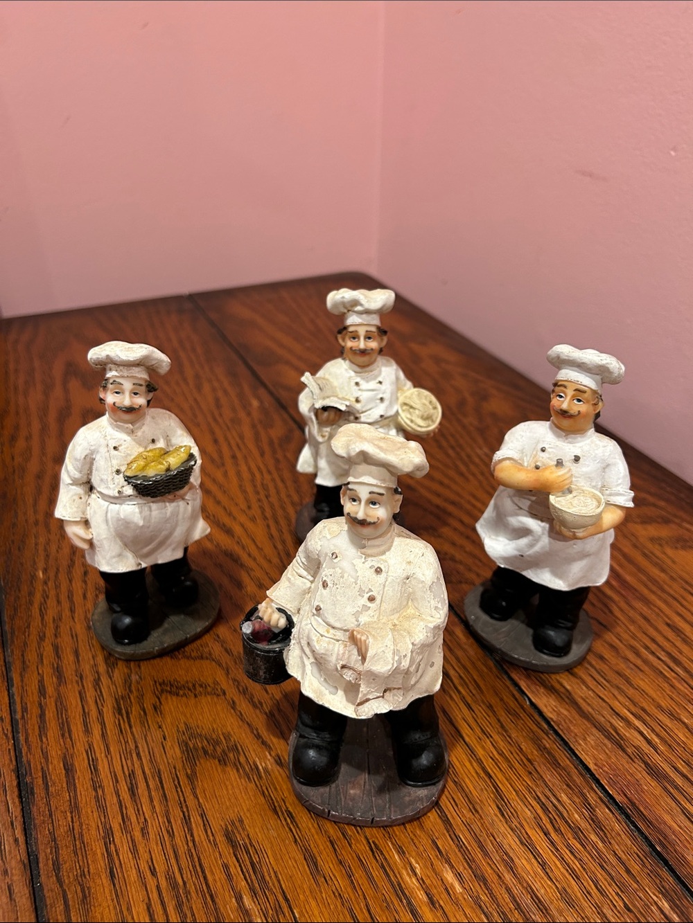 Set of Four Ceramic Chef Figurines in White Coats